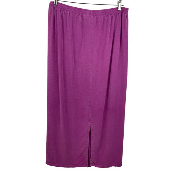 Tianello Purple Tencel Tunnel Midi Skirt Size M Elastic Waist Pull-On Back Slit - Picture 2 of 8